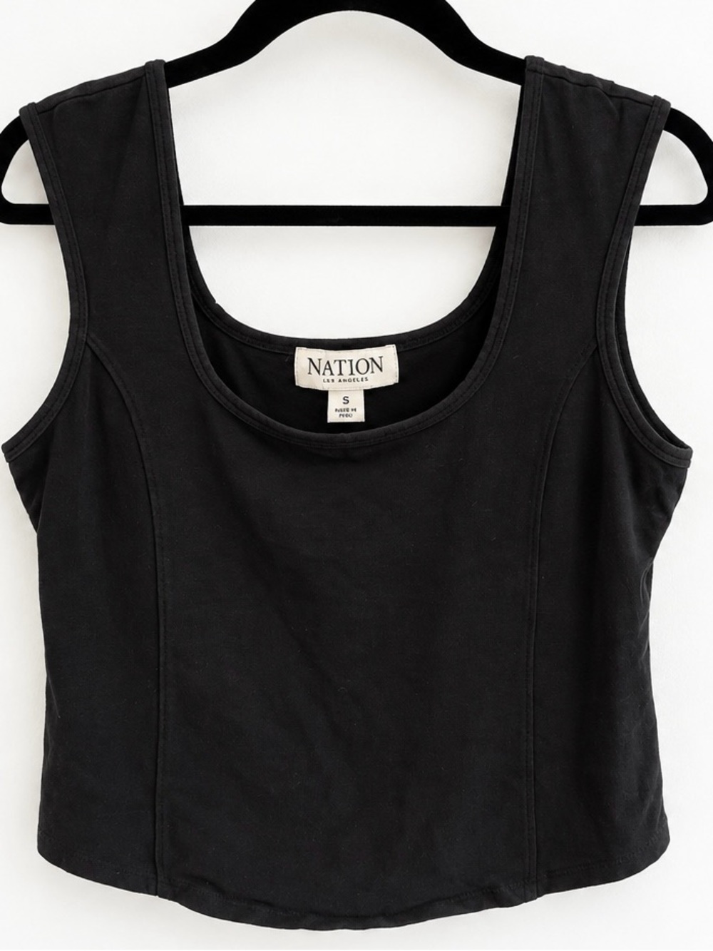 Nation LTD Black Pima Cotton Corset Seam Tank Top Size Small